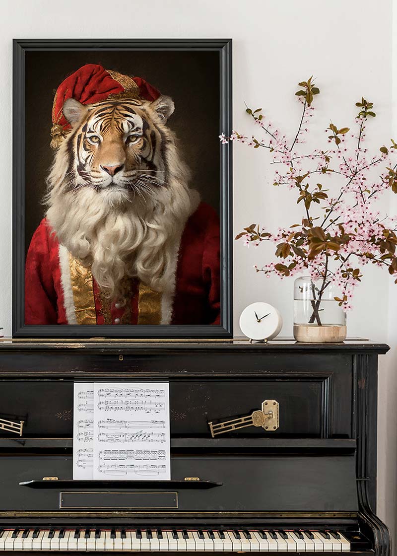 Christmas Tiger Animal Portrait Print
