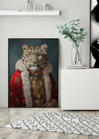 Christmas Snow Leopard Animal Portrait Print