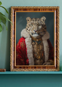 Christmas Snow Leopard Animal Portrait Print