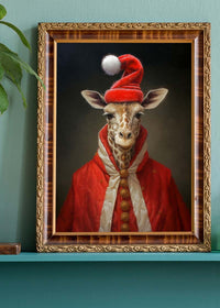 Christmas Giraffe Animal Portrait Print