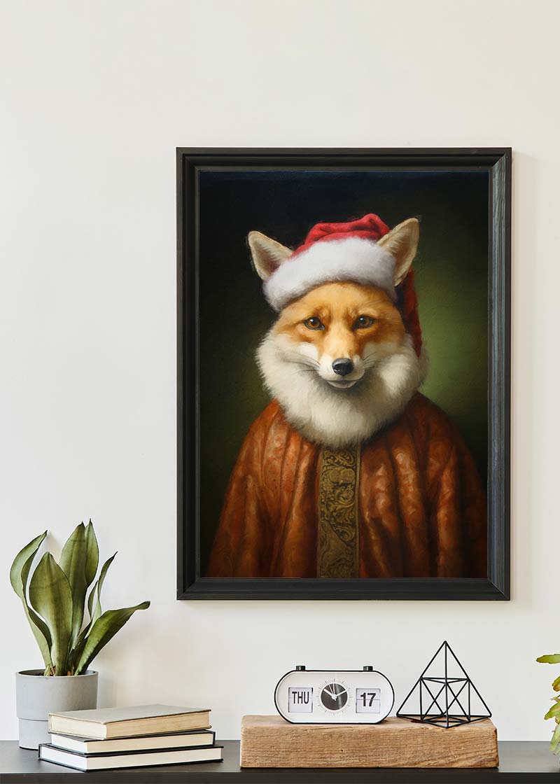 Christmas Fox Animal Portrait Print
