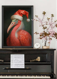 Christmas Flamingo Animal Portrait Print