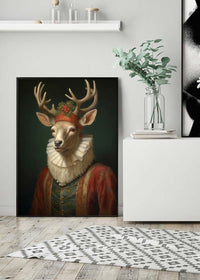 Christmas Reindeer Animal Portrait Print