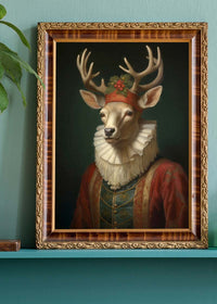 Christmas Reindeer Animal Portrait Print