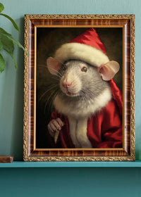 Christmas Rat Animal Portrait Print