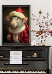 Christmas Rat Animal Portrait Print
