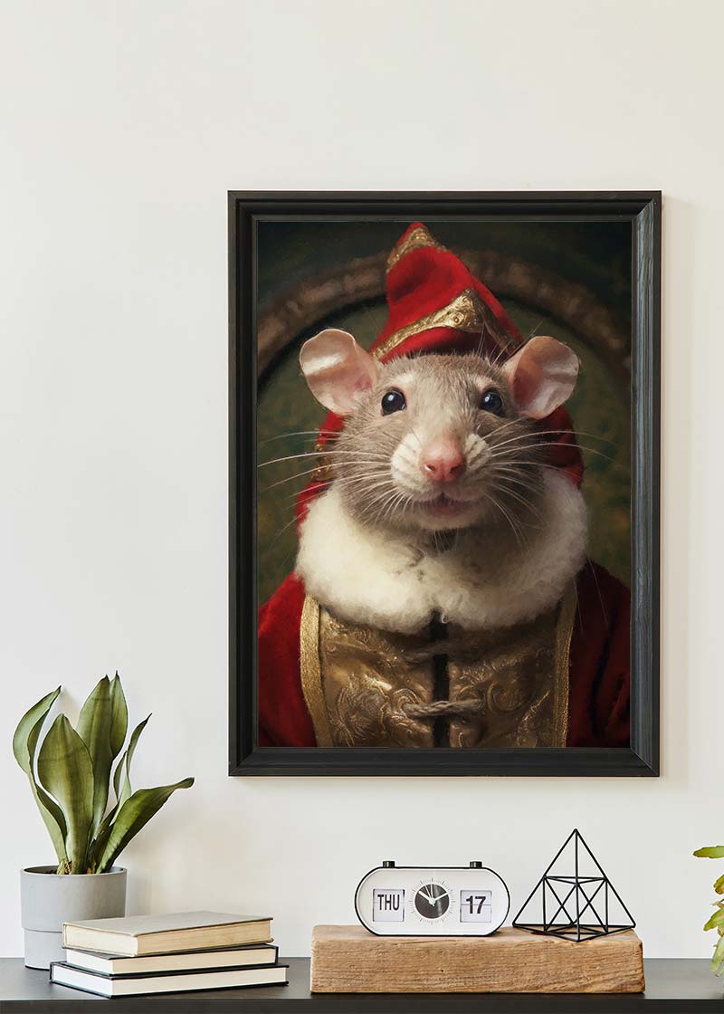 Christmas Mouse Animal Portrait Print