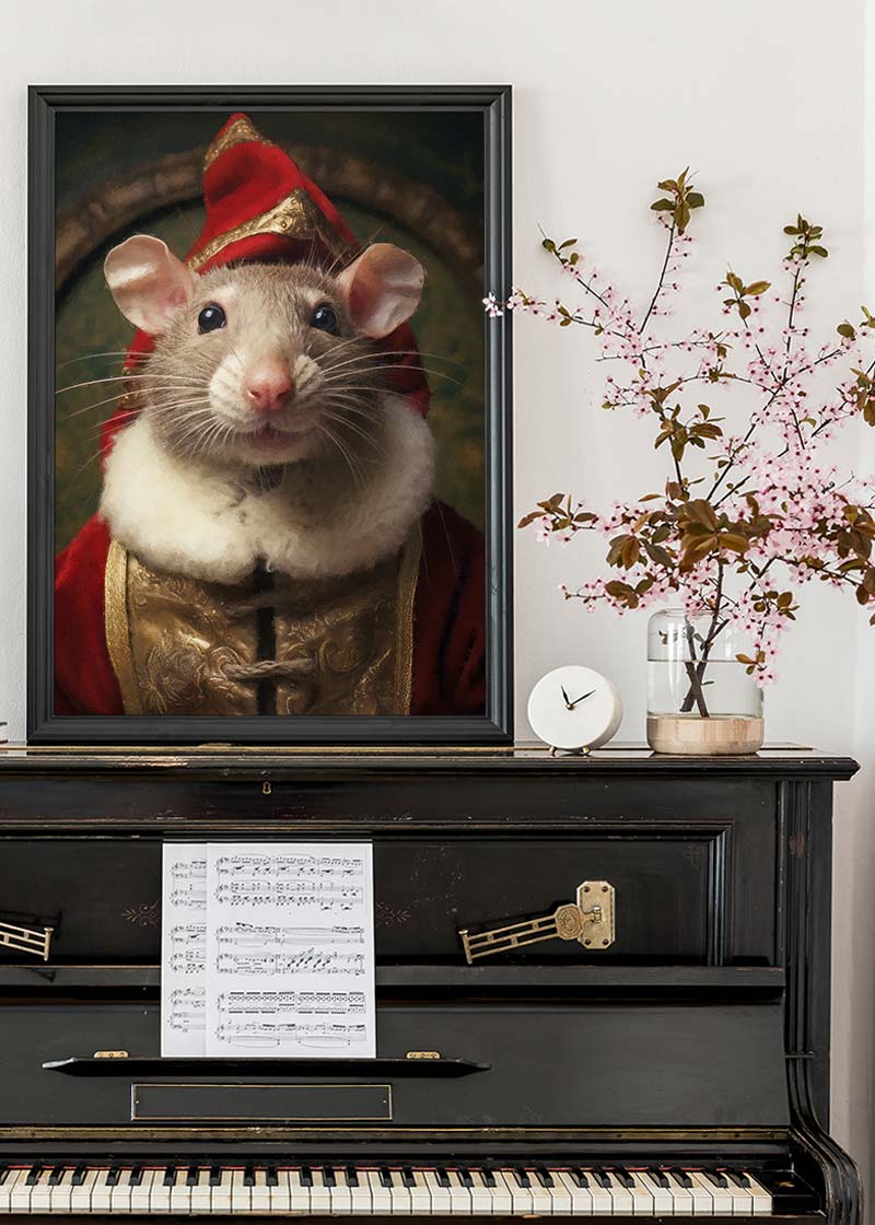 Christmas Mouse Animal Portrait Print