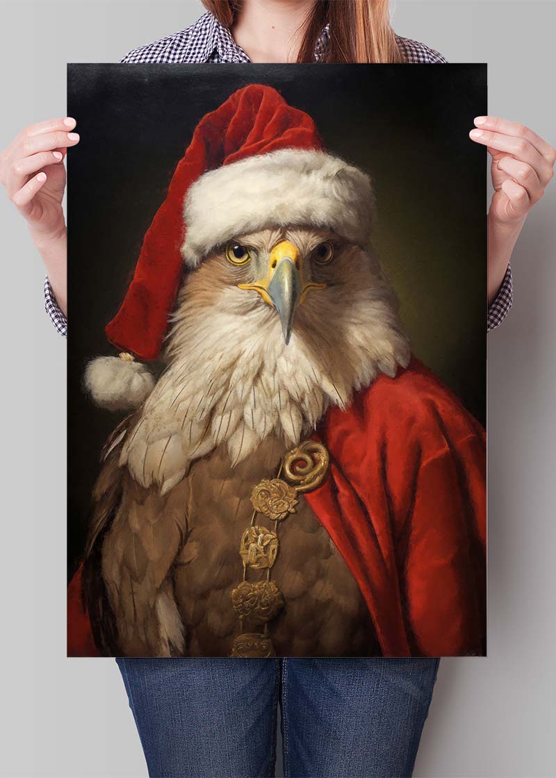 Christmas Eagle Animal Portrait Print