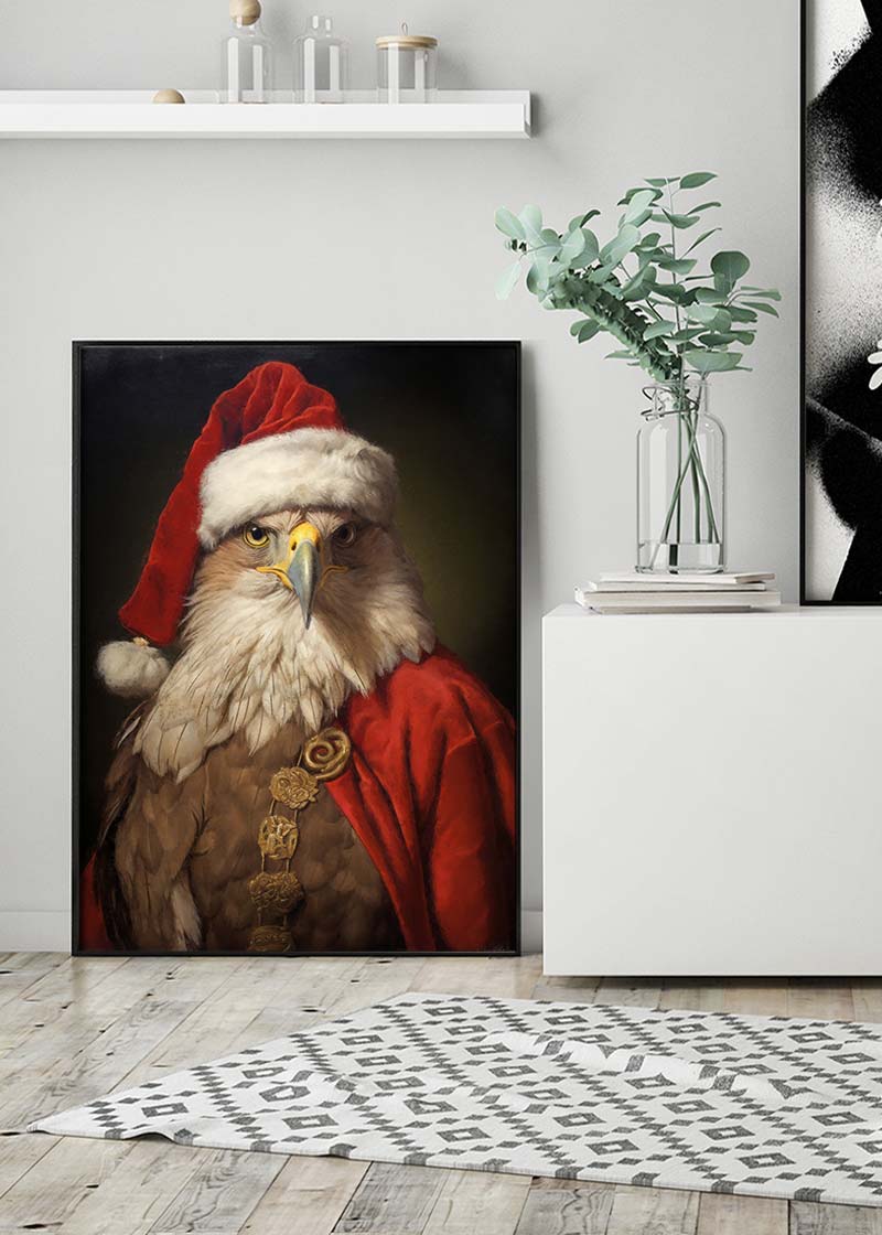 Christmas Eagle Animal Portrait Print