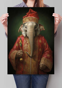 Christmas Elephant Animal Portrait Print
