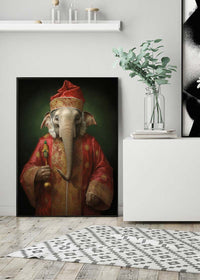 Christmas Elephant Animal Portrait Print