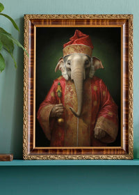 Christmas Elephant Animal Portrait Print