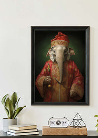 Christmas Elephant Animal Portrait Print