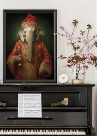 Christmas Elephant Animal Portrait Print
