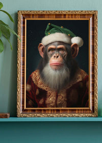 Christmas Chimp Animal Portrait Print