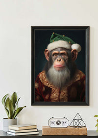 Christmas Chimp Animal Portrait Print