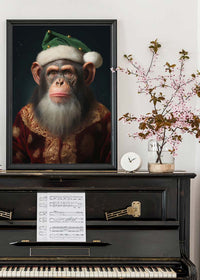 Christmas Chimp Animal Portrait Print