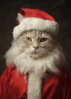 Christmas White Cat Animal Portrait Print