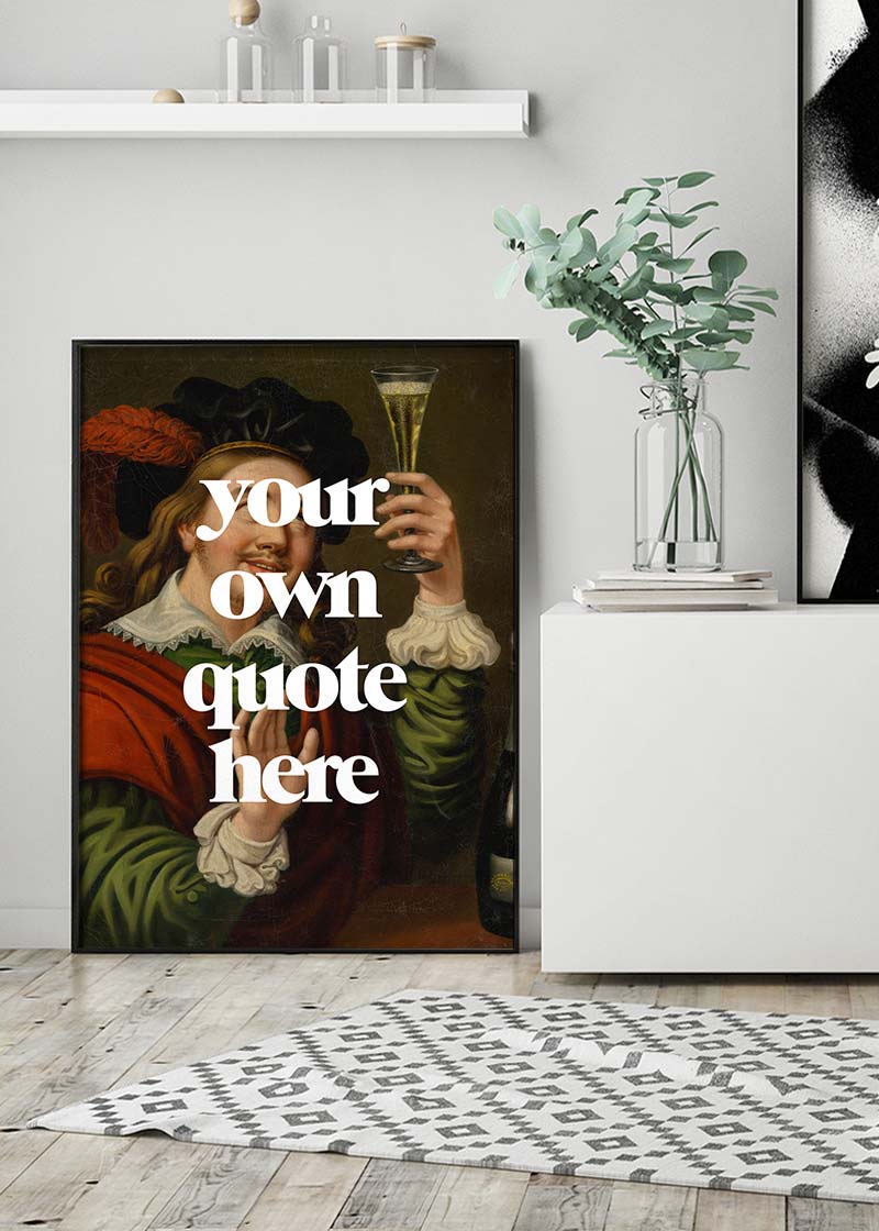 Man Drinking Wine Portrait Custom Print