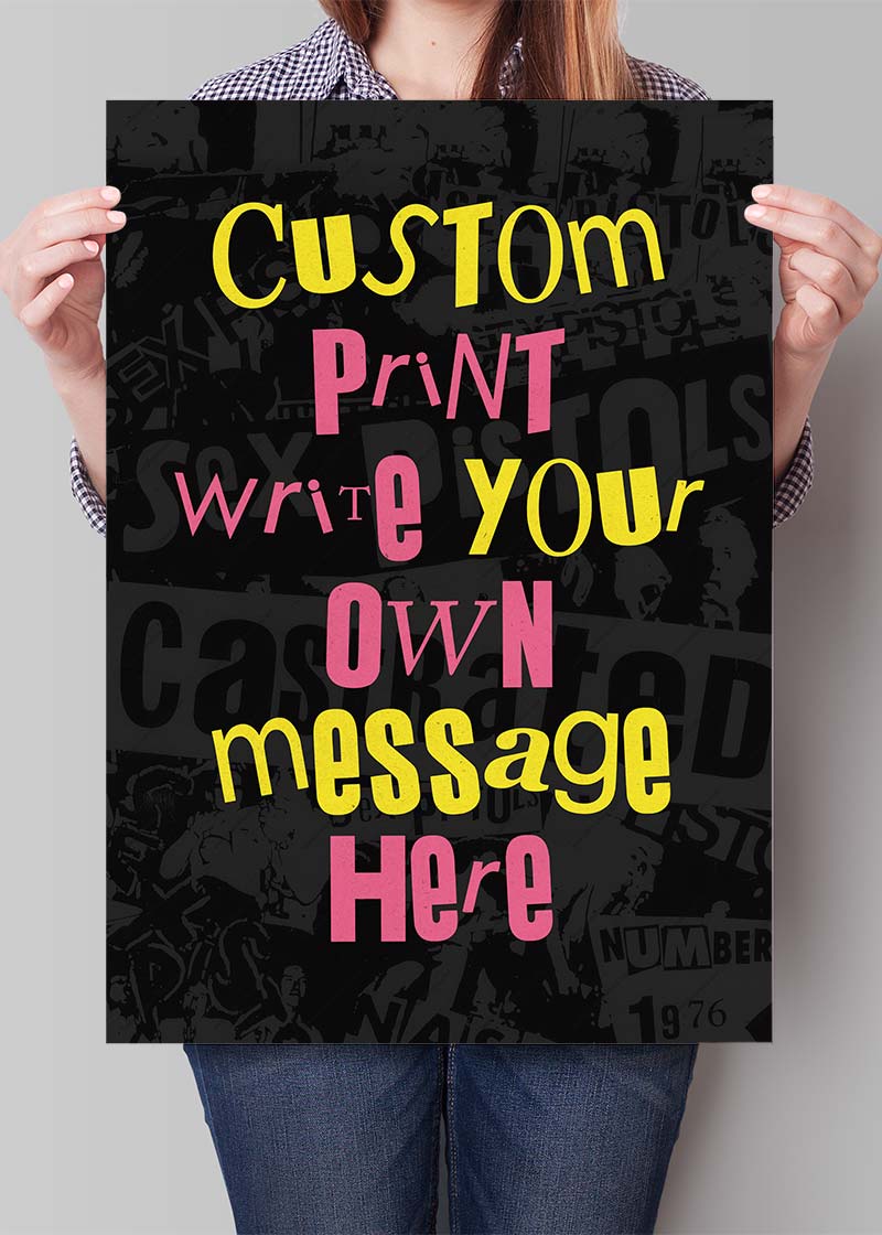 Custom Punk Style Cut and Paste Black Print