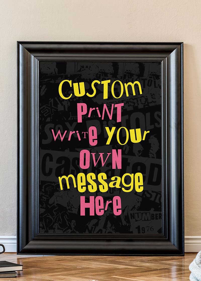 Custom Punk Style Cut and Paste Black Print