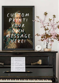 Custom Lady Portrait with Paintbrush Letters Print