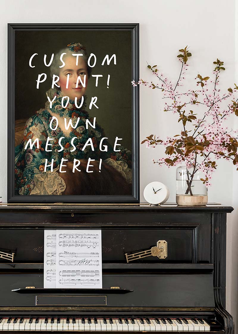 Custom Lady Portrait with Paintbrush Letters Print