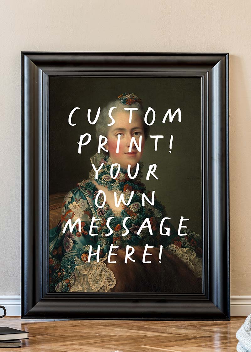 Custom Lady Portrait with Paintbrush Letters Print