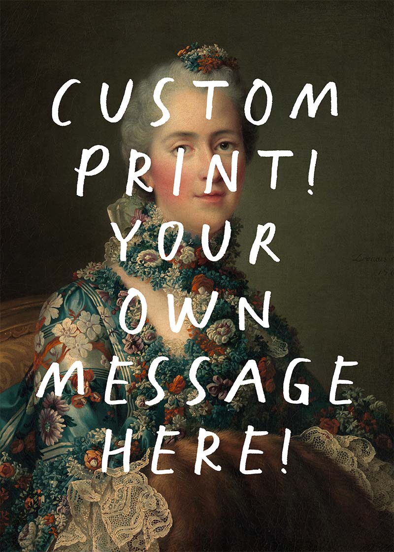 Custom Lady Portrait with Paintbrush Letters Print