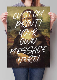 Custom Mona Lisa Portrait with Paintbrush Letters Print