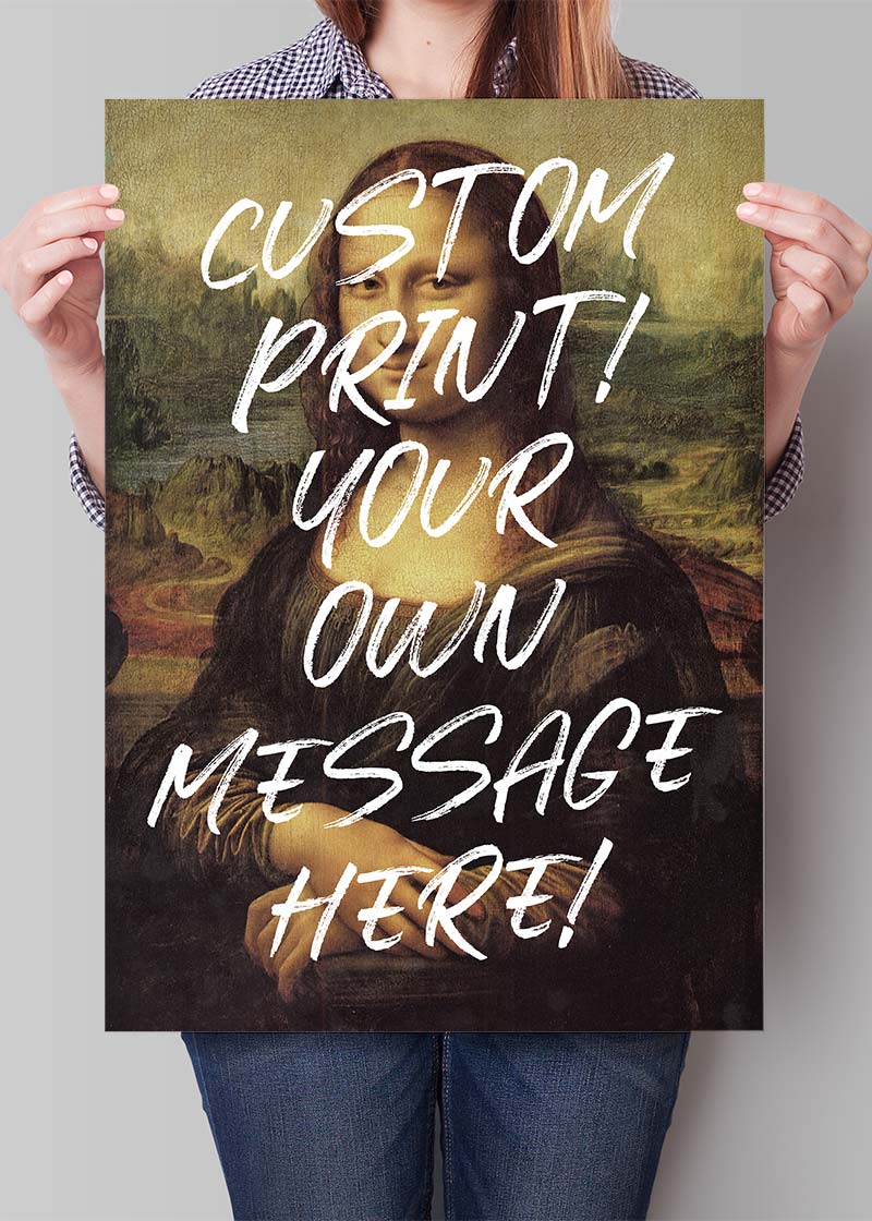 Custom Mona Lisa Portrait with Paintbrush Letters Print