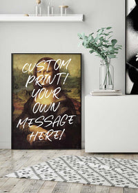 Custom Mona Lisa Portrait with Paintbrush Letters Print