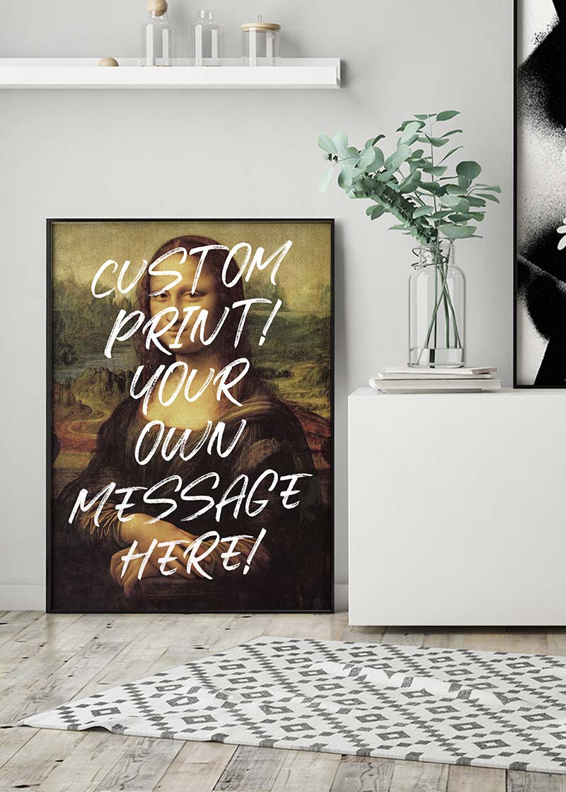 Custom Mona Lisa Portrait with Paintbrush Letters Print