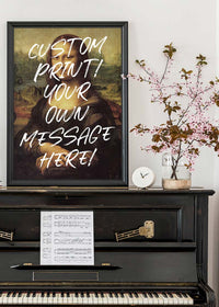 Custom Mona Lisa Portrait with Paintbrush Letters Print