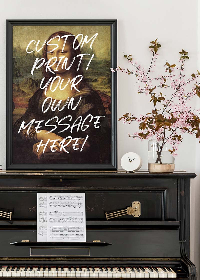 Custom Mona Lisa Portrait with Paintbrush Letters Print