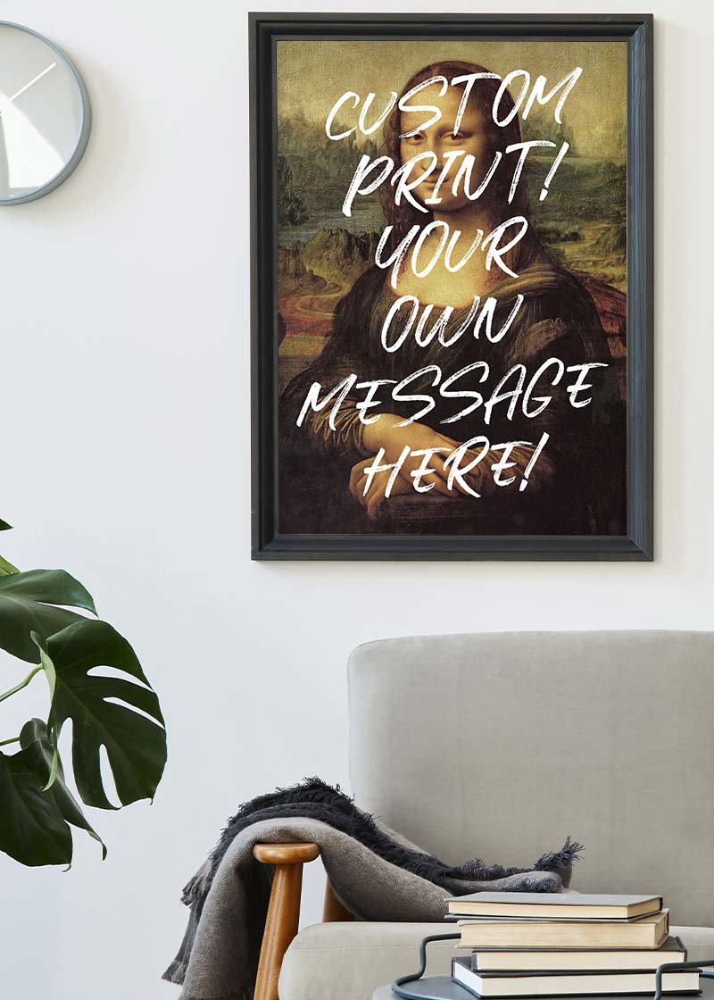 Custom Mona Lisa Portrait with Paintbrush Letters Print