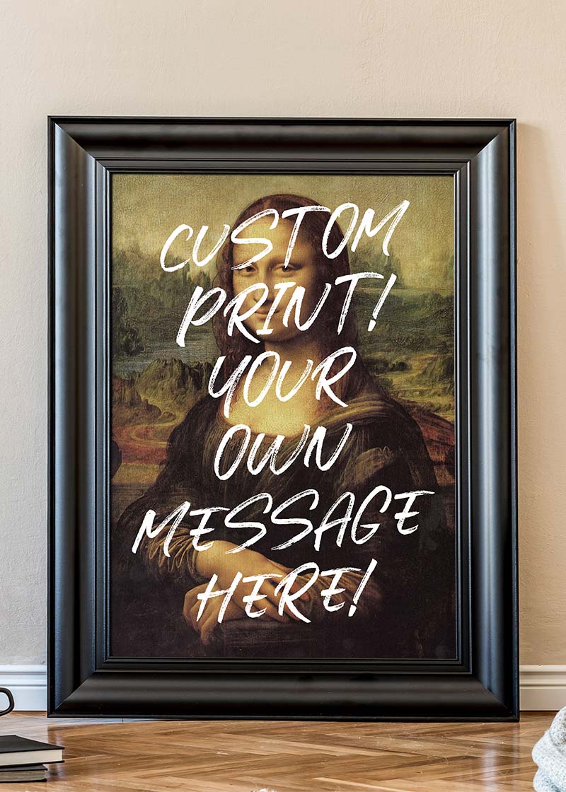 Custom Mona Lisa Portrait with Paintbrush Letters Print