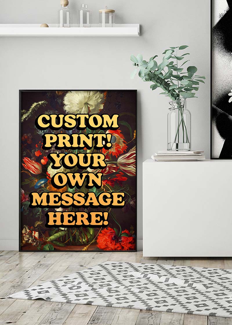 Custom Orange Bold Letters Floral Print