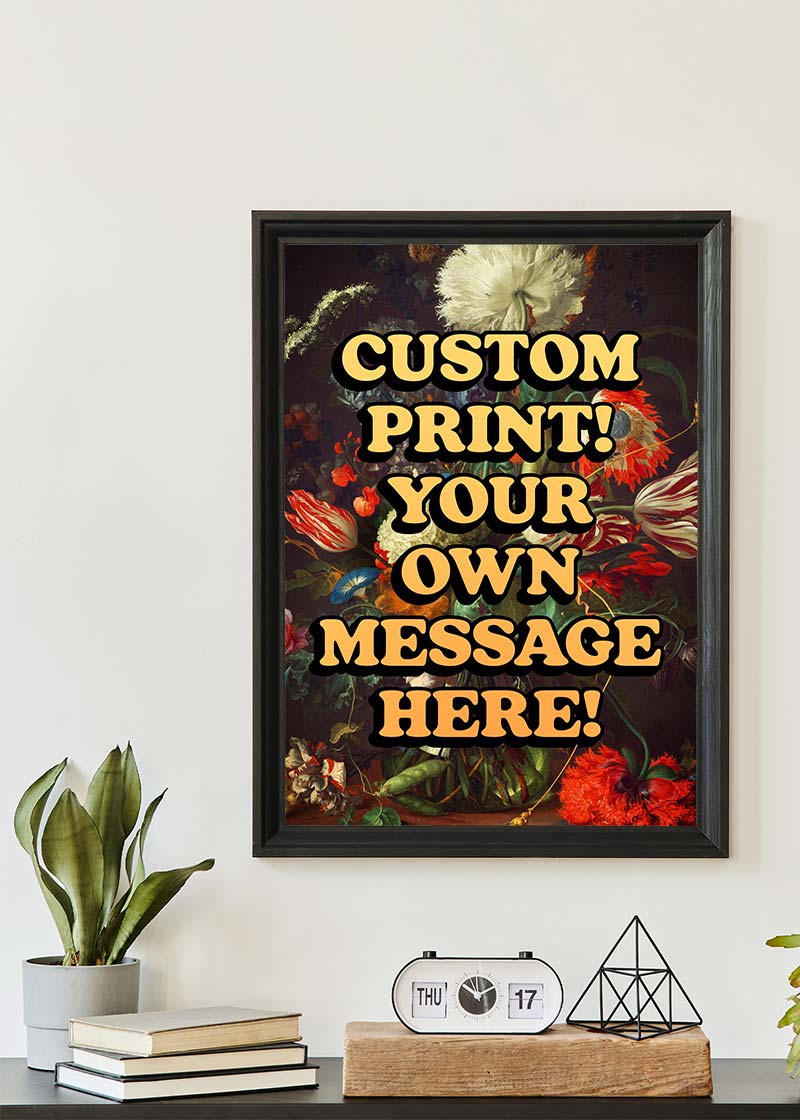Custom Orange Bold Letters Floral Print