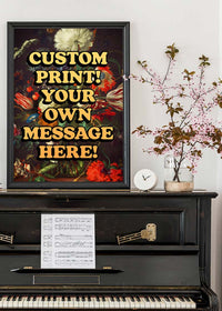 Custom Orange Bold Letters Floral Print