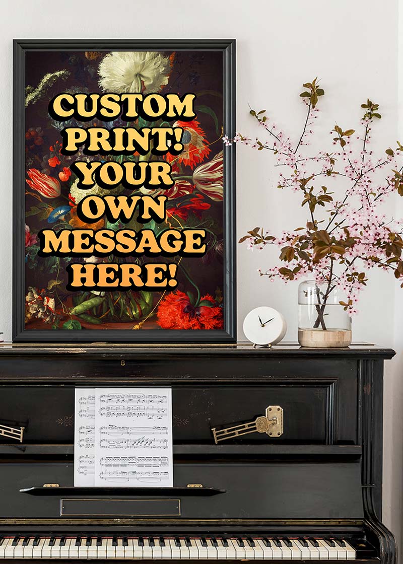 Custom Orange Bold Letters Floral Print