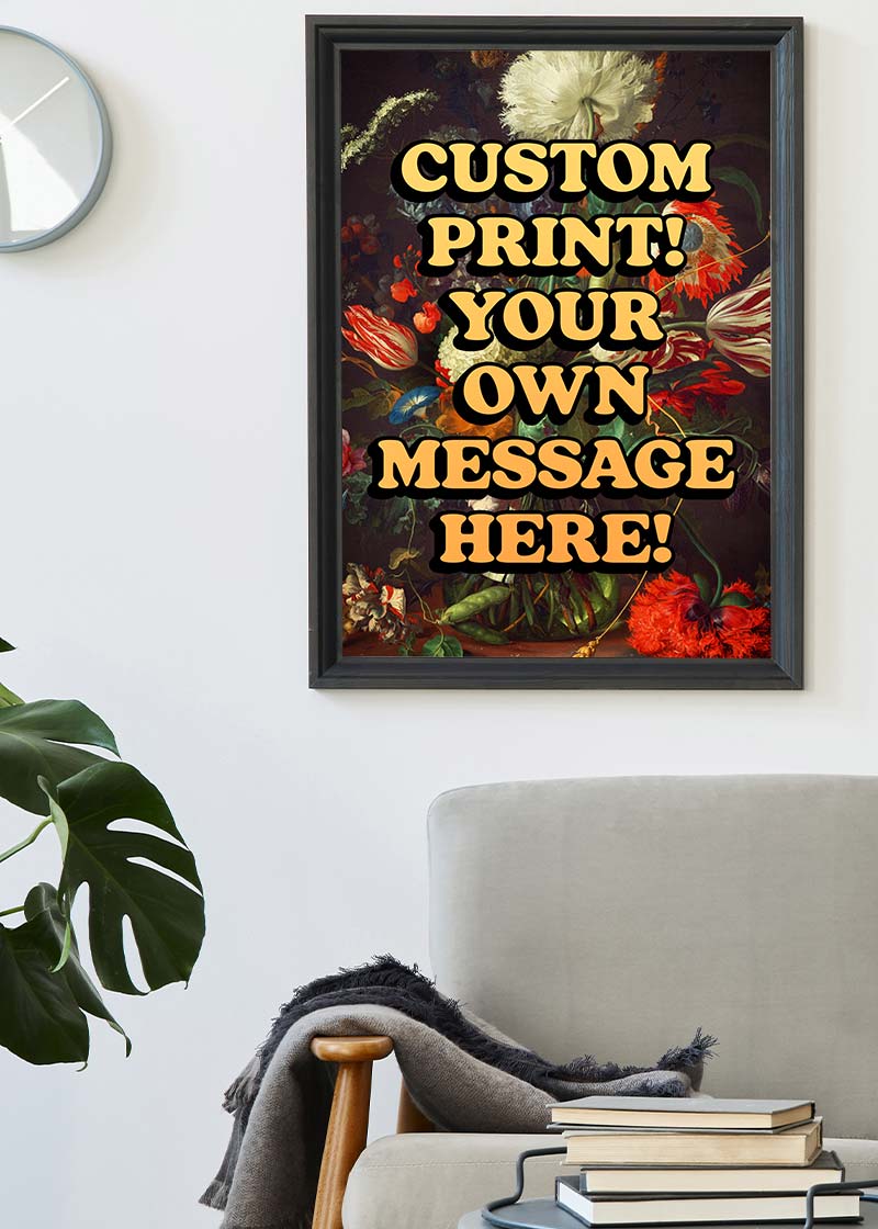 Custom Orange Bold Letters Floral Print