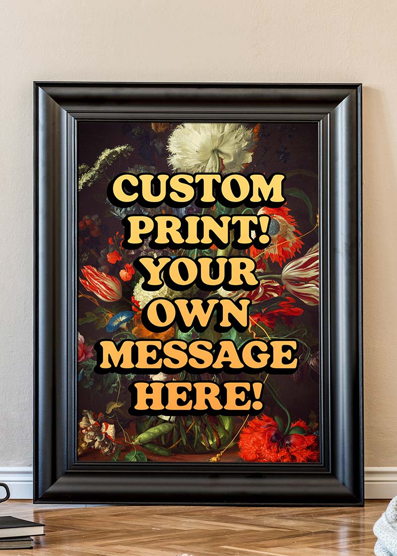 Custom Orange Bold Letters Floral Print