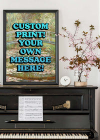 Custom Blue Bold Letters Monet Print