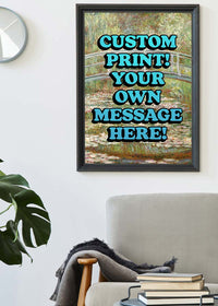 Custom Blue Bold Letters Monet Print
