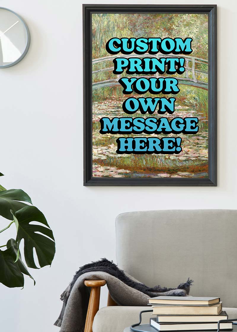 Custom Blue Bold Letters Monet Print