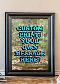 Custom Blue Bold Letters Monet Print