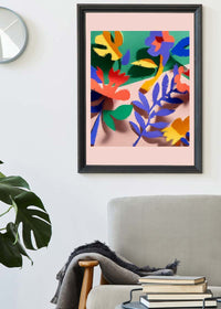 Painted Cutout Flowers Print Pink