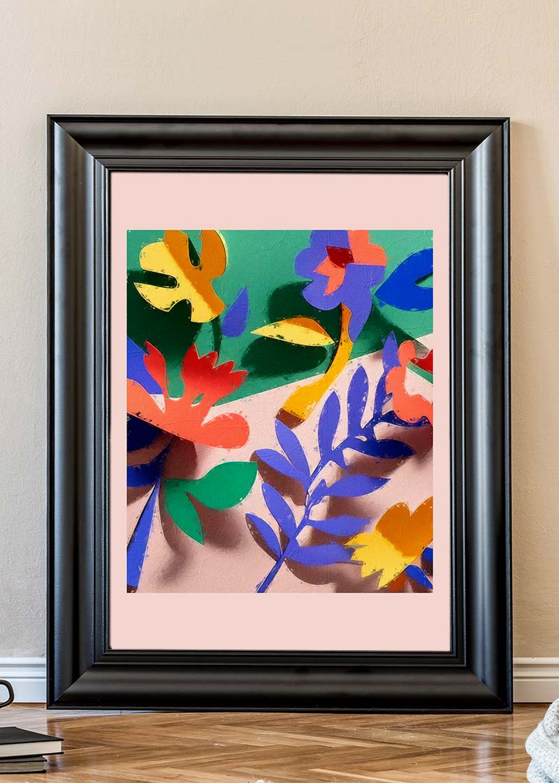 Painted Cutout Flowers Print Pink